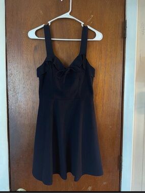 City Studio Navy Tie-Front Fit-and-Flare Dress